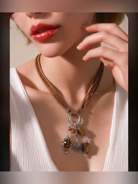 Jewelry - Boho necklace with tiger's eye stone